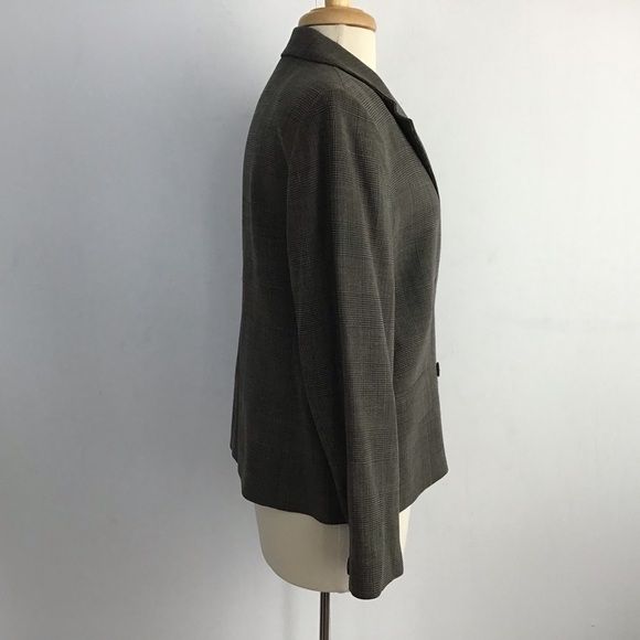 Talbots camel/black windowpane plaid double breasted lined wool blend blazer 10P - Picture 5 of 11